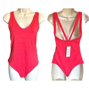 Gaze DTLA Junior's Bodysuit Sleeveless Soft & Comfy Size M Coral Red